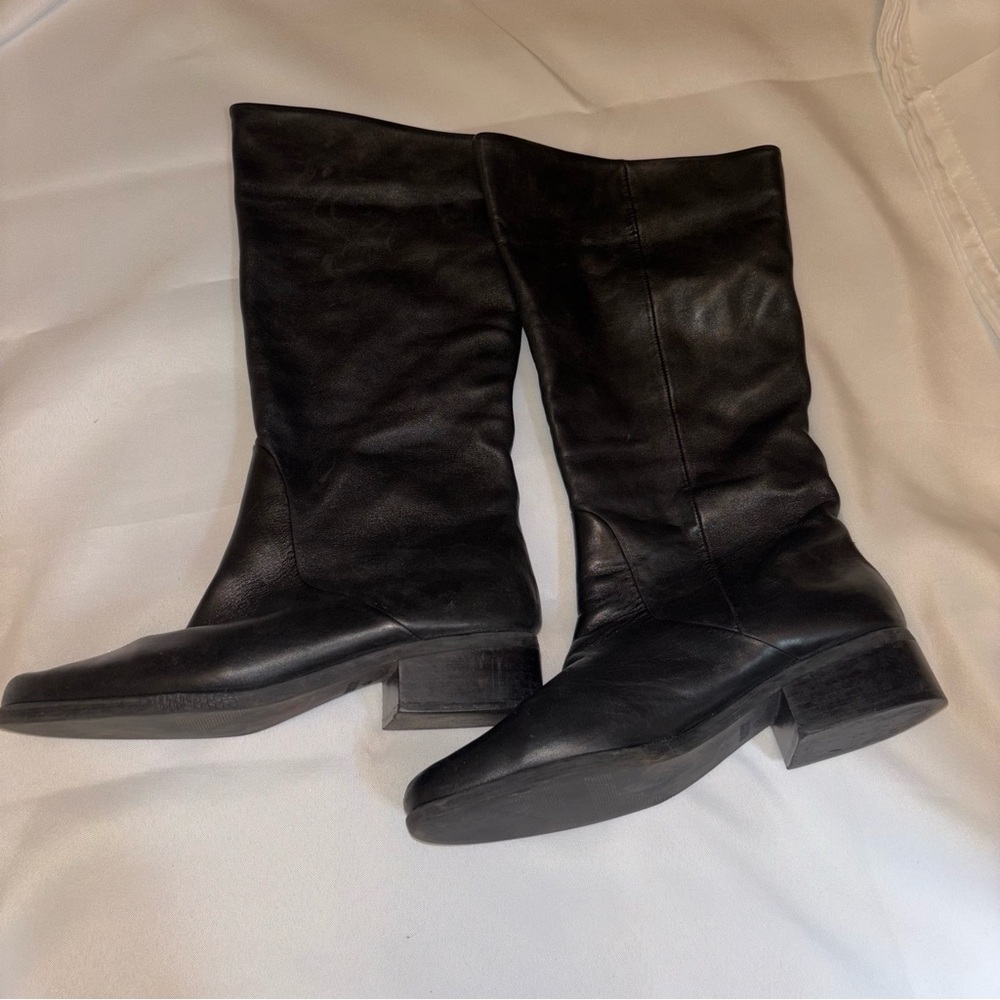 Markon Women's Black Leather Midcalf Equestrian Riding Boots  8.5